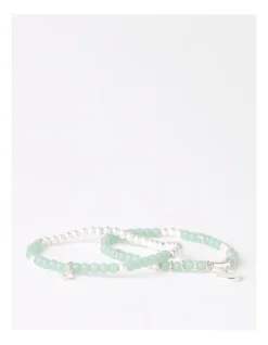 Wish Stretch Silver/Mint Bracelet Set