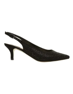 Teagan Black Fabric Heeled Shoes