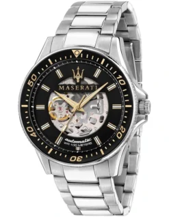 Maserati Sfida Automatic Skeleton Silver Watch