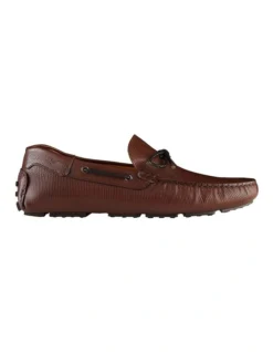 Balfort Brown Lizard Print Leather Driving Shoes