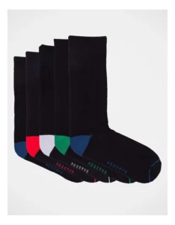 Bamboo Plain Socks 5 Pack In Black