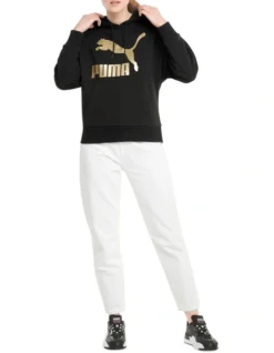 Puma Classics Logo Hoodie Black/Gold 9 Puma Classics Logo Hoodie Black/Gold -Myer Clothing Shop 871750900 5 720x928