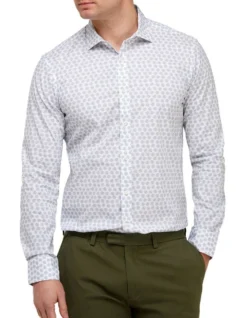 Brooksfield Leaf Print Reg Fit Business Shirt