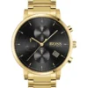 Hugo Boss Chrono 43mm Gold Steel Black Watch 1513781