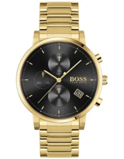 Hugo Boss Chrono 43mm Gold Steel Black Watch 1513781