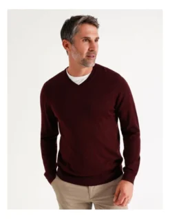 Australian Merino V-Neck Knit In Burgundy 10 Australian Merino V-Neck Knit In Burgundy -Myer Clothing Shop 879843070 4 720x928