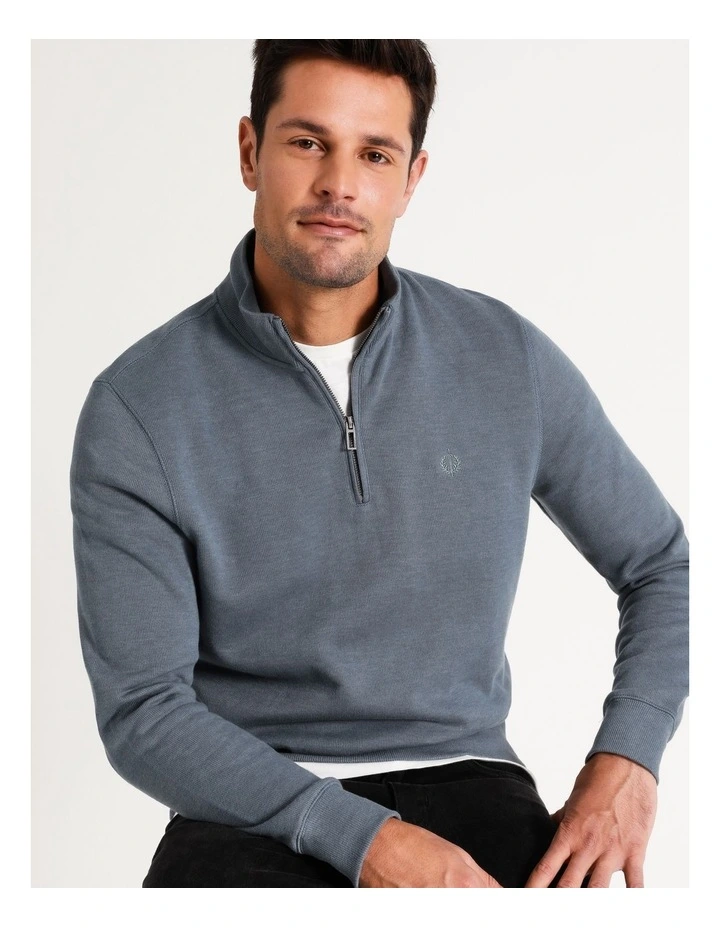 Bloomsbury Quarter Zip Sweater Smoke Blue 1 Bloomsbury Quarter Zip Sweater Smoke Blue