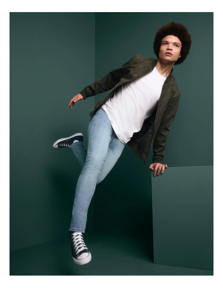 Travis Sueded Bomber Jacket Khaki 2 Travis Sueded Bomber Jacket Khaki - Image 2