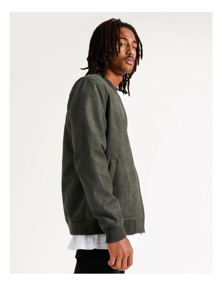 Travis Sueded Bomber Jacket Khaki 4 Travis Sueded Bomber Jacket Khaki - Image 4