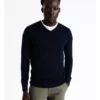 Australian Merino V-Neck Knit In Navy