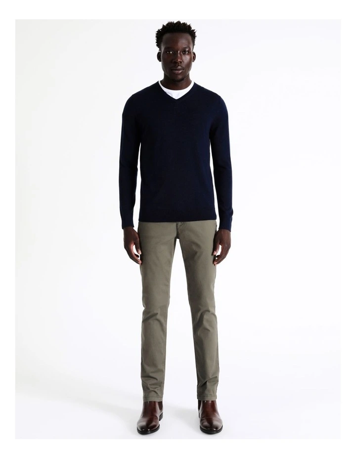 Australian Merino V-Neck Knit In Navy 3 Australian Merino V-Neck Knit In Navy - Image 3