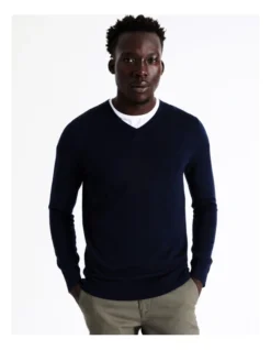 Australian Merino V-Neck Knit In Navy 13 Australian Merino V-Neck Knit In Navy -Myer Clothing Shop 880381000 7 1 720x928