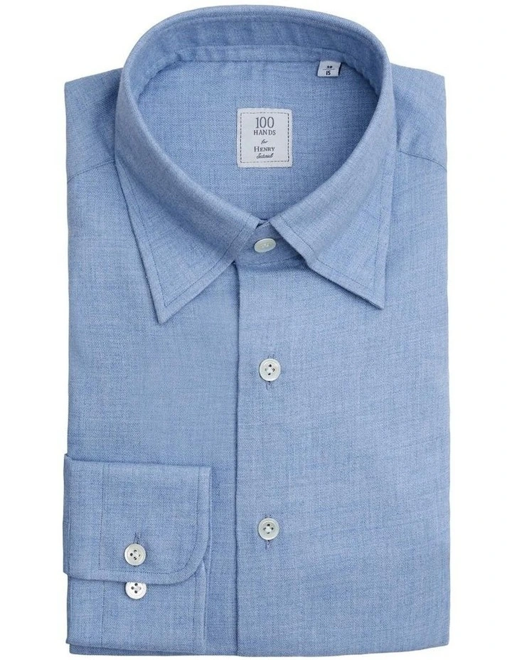 Henry Sartorial X 100 Hands Cashmere Shirt Blue 5 Henry Sartorial X 100 Hands Cashmere Shirt Blue - Image 5