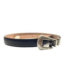 Henry Sartorial X Adriano Meneghetti Croc Leather Belt Navy