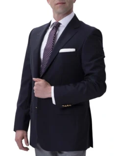 Milan Notch Lapel Zegna Travel Fabric SB2B Blazer Navy -Myer Clothing Shop 883573930 883540630 3 720x928