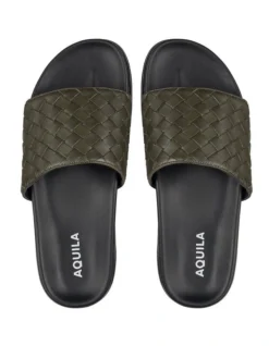 Playa Olive Leather Pool Slides -Myer Clothing Shop 886345930 4 720x928