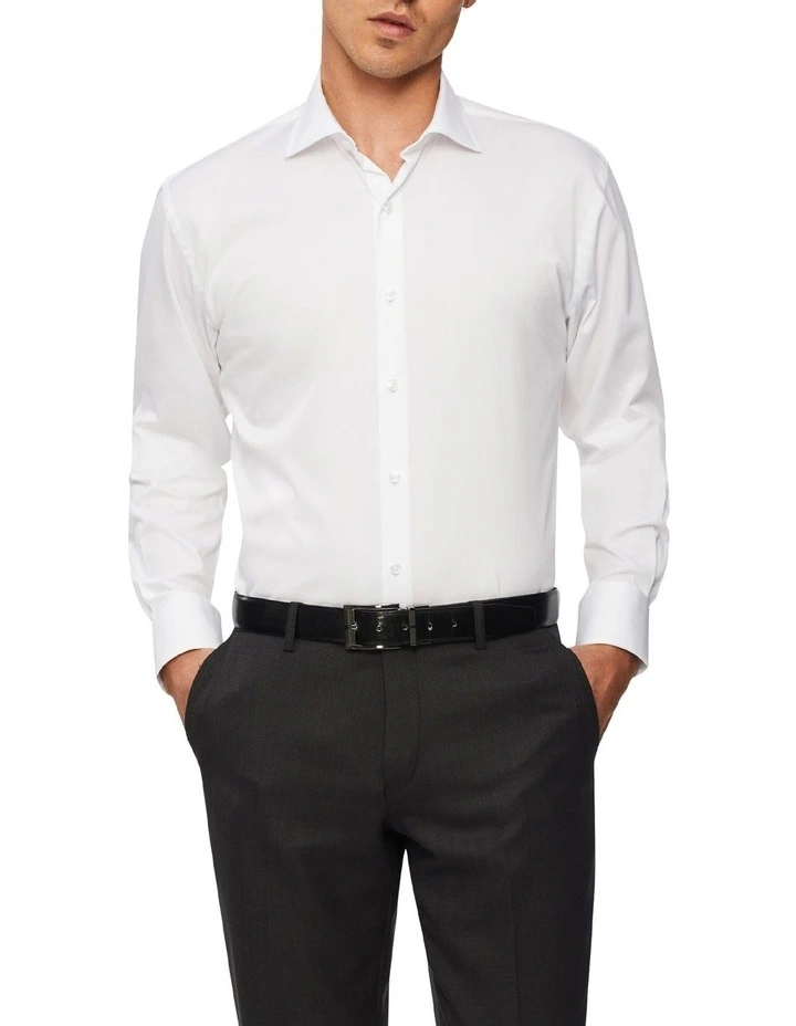Tailored Long Sleeve Plain Twill Business Shirt White 1 Tailored Long Sleeve Plain Twill Business Shirt White