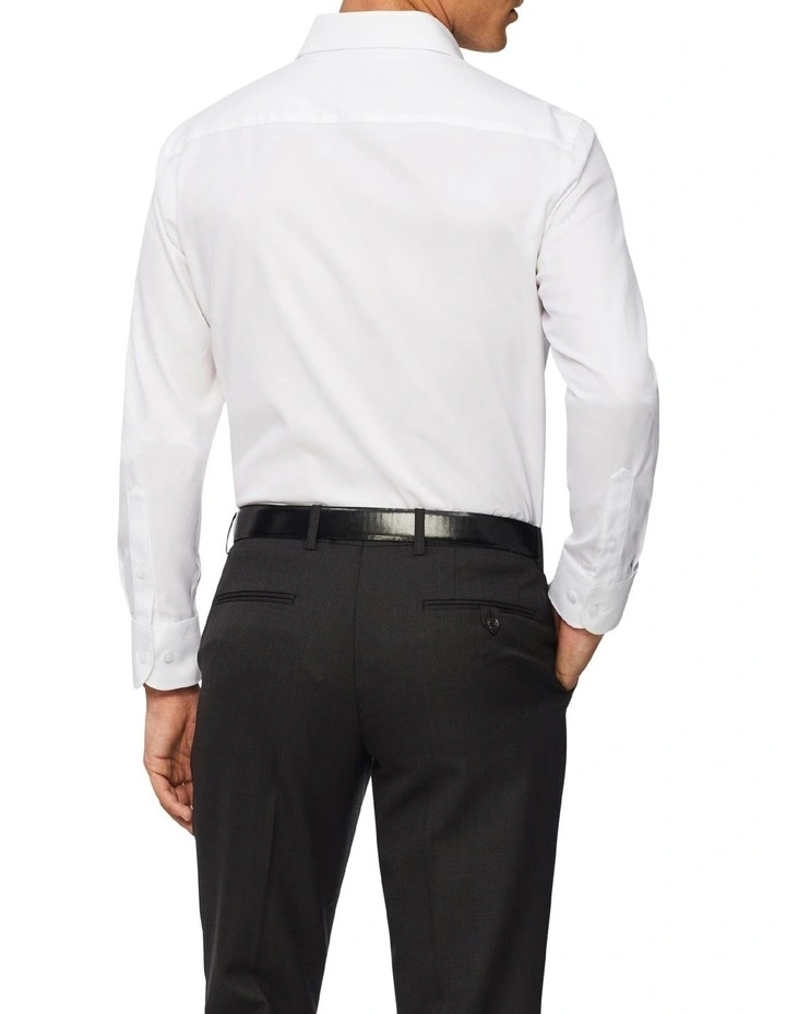 Tailored Long Sleeve Plain Dobby Business Shirt White 2 Tailored Long Sleeve Plain Dobby Business Shirt White - Image 2