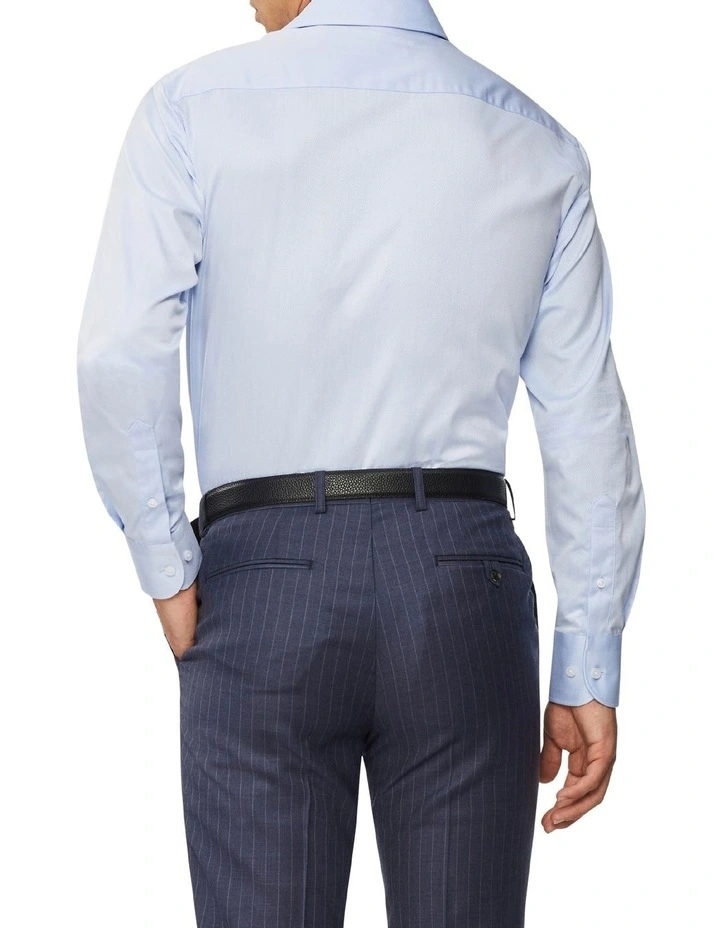 Tailored Long Sleeve Plain Dobby Business Shirt Sky 2 Tailored Long Sleeve Plain Dobby Business Shirt Sky - Image 2