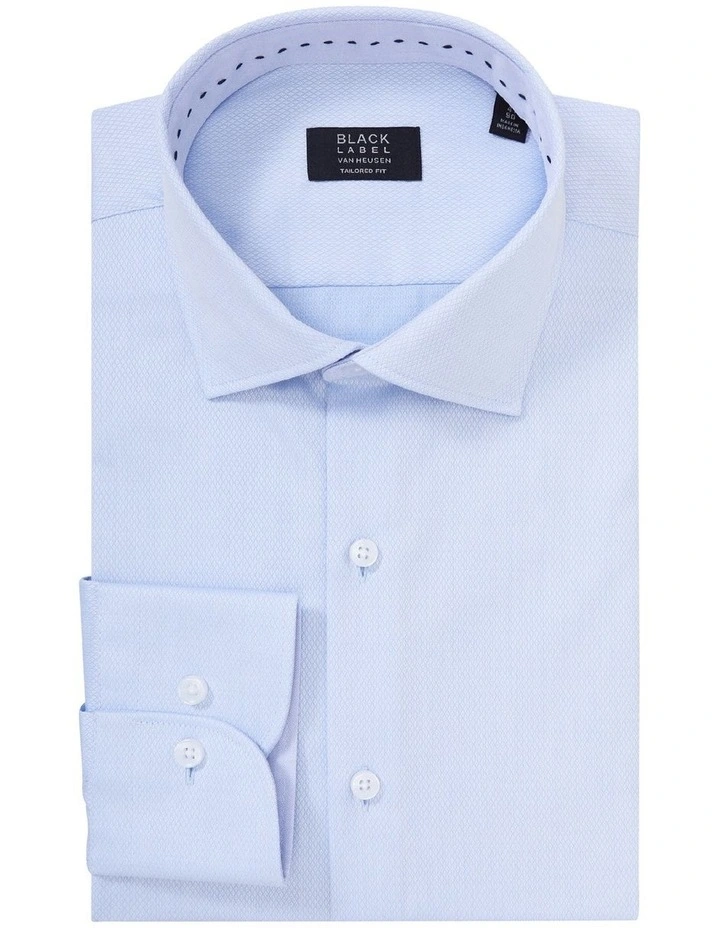 Tailored Long Sleeve Plain Dobby Business Shirt Sky 3 Tailored Long Sleeve Plain Dobby Business Shirt Sky - Image 3