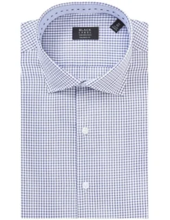 Tailored Long Sleeve Large Check Business Shirt Navy