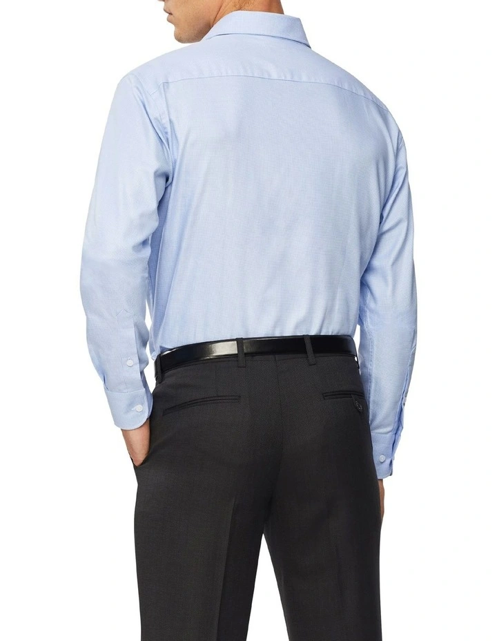 Tailored Long Sleeve Plain Dobby Business Shirt Sky 2 Tailored Long Sleeve Plain Dobby Business Shirt Sky - Image 2