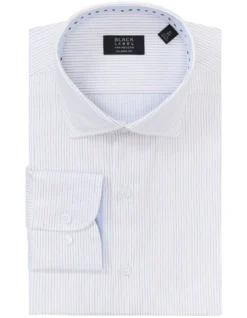 Tailored Long Sleeve 2 Colour Fine Stripe Business Shirt Bloodstone -Myer Clothing Shop 887083210 3 720x928