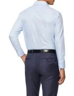 Slim Long Sleeve Plain Jumbo Twill Business Shirt Sky -Myer Clothing Shop 887083750 3 720x928