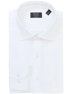 Slim Long Sleeve Plain Dobby Business Shirt White -Myer Clothing Shop 887083840 4 720x928