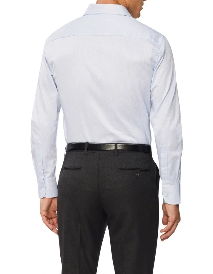 Slim Long Sleeve Stripe Dobby Business Shirt Navy 2 Slim Long Sleeve Stripe Dobby Business Shirt Navy - Image 2