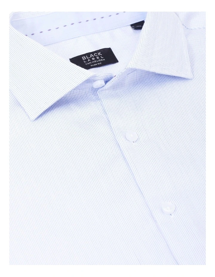 Slim Long Sleeve Stripe Dobby Business Shirt Navy 4 Slim Long Sleeve Stripe Dobby Business Shirt Navy - Image 4