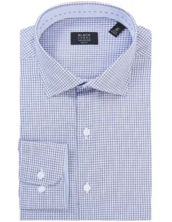 Slim Long Sleeve Houndstooth Business Shirt Navy -Myer Clothing Shop 887084650 4 720x928