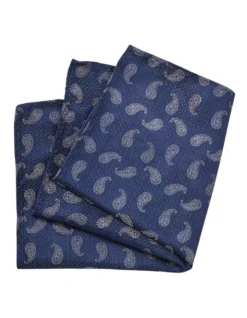 Paisley Silk Blend Navy Pocket Square