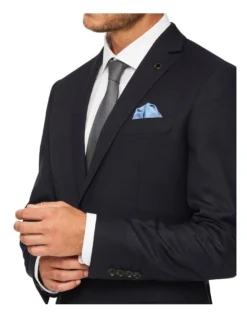Slim Pure Wool Dobby Suit Jacket Navy -Myer Clothing Shop 887755960 4 720x928
