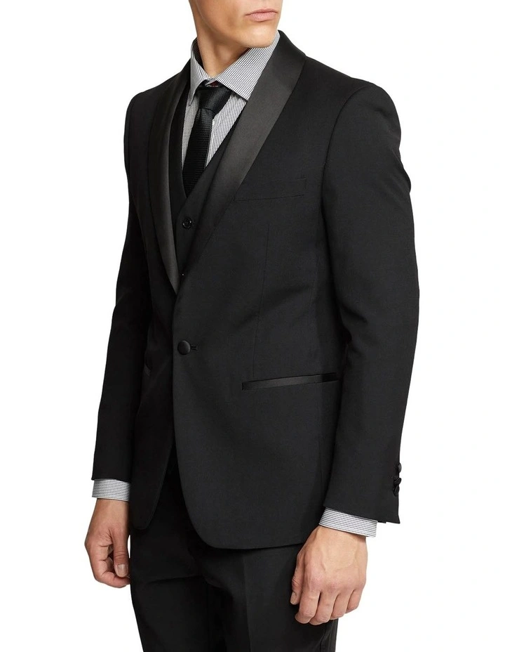 Oxford Dinner Suit Jacket With Shawl Neck In Black 2 Oxford Dinner Suit Jacket With Shawl Neck In Black - Image 2