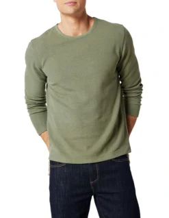 Waffle Knit Sweat Top Olive