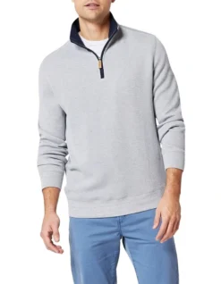 Heather 1/2 Zip Sweat Top Grey Marle