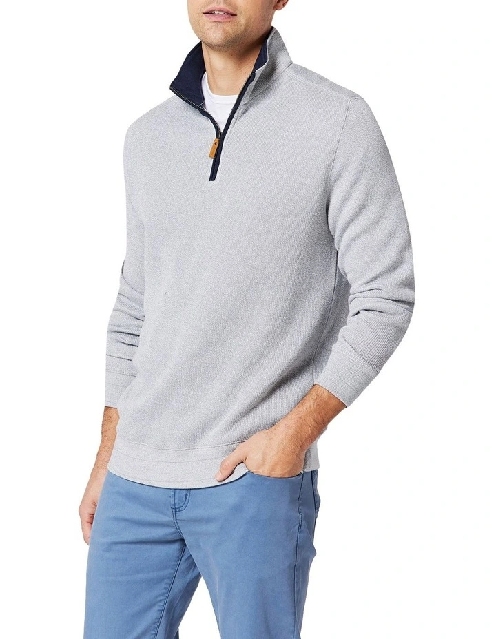 Heather 1/2 Zip Sweat Top Grey Marle 4 Heather 1/2 Zip Sweat Top Grey Marle - Image 4