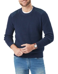 Chunky Fishermans Crew Knit French Navy