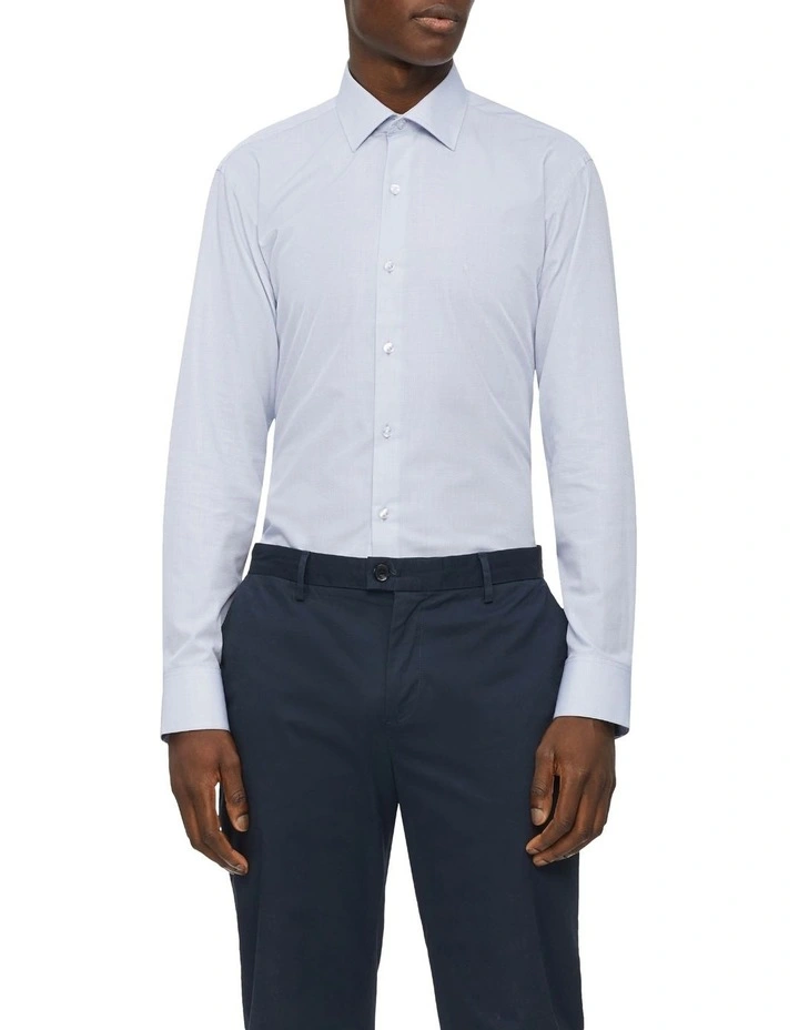 Calvin Klein Slim Long Sleeve Diagonal Dobby Business Shirt Good Grey 1 Calvin Klein Slim Long Sleeve Diagonal Dobby Business Shirt Good Grey