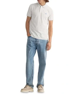 Gant Contrast Collar Pique Short Sleeve Polo Shirt Cream -Myer Clothing Shop 892425610 4 720x928