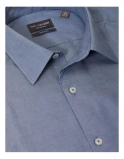 Van Heusen Classic Long Sleeve Plain Poplin Business Shirt Vintage Blue -Myer Clothing Shop 893806300 4 720x928