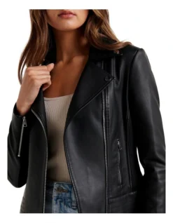 Forever New Skye Vegan Leather Biker Jacket Black -Myer Clothing Shop 894476620 894508750 4 720x928