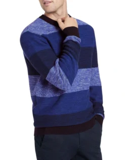 Maxwell Stripe Crew Knit Blue Stripe