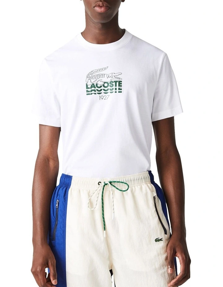 Lacoste Lifestyle Logo Croc T-Shirt White 1 Lacoste Lifestyle Logo Croc T-Shirt White