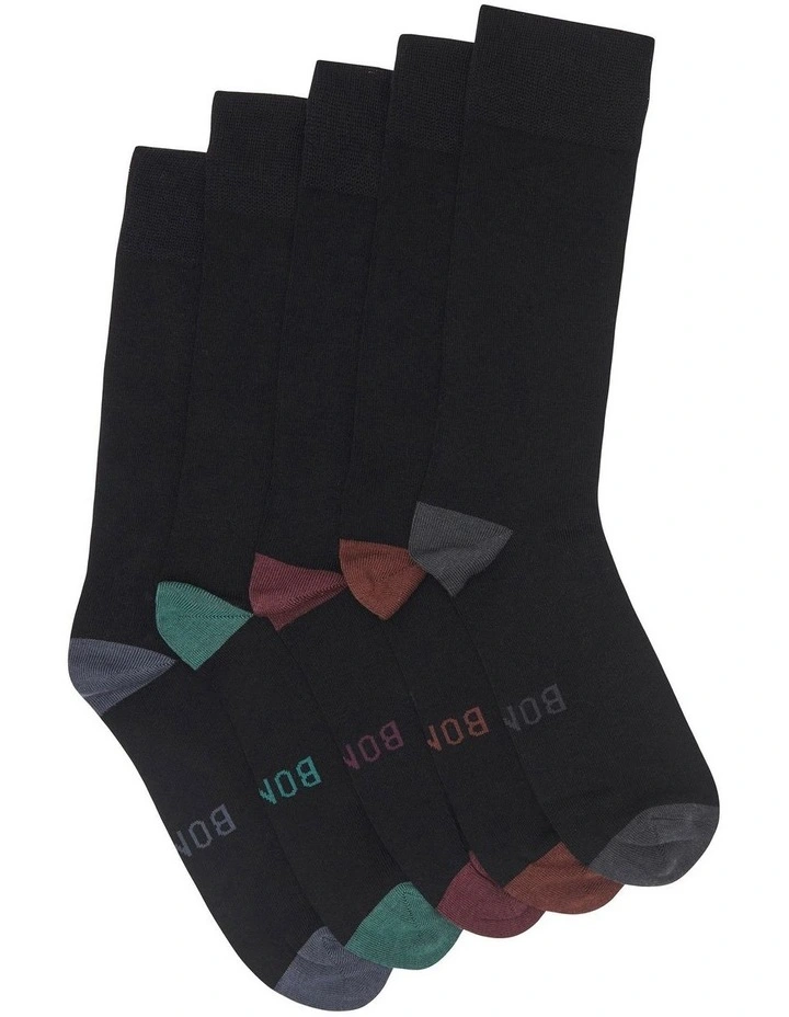 Bonds Bamboo Heel And Toe Socks 5 Pack In Black 2 Bonds Bamboo Heel And Toe Socks 5 Pack In Black - Image 2