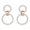 Swarovski Hollow Hoop Earrings Rose Gold-Tone Plated In White