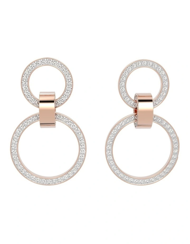 Swarovski Hollow Hoop Earrings Rose Gold-Tone Plated In White 1 Swarovski Hollow Hoop Earrings Rose Gold-Tone Plated In White