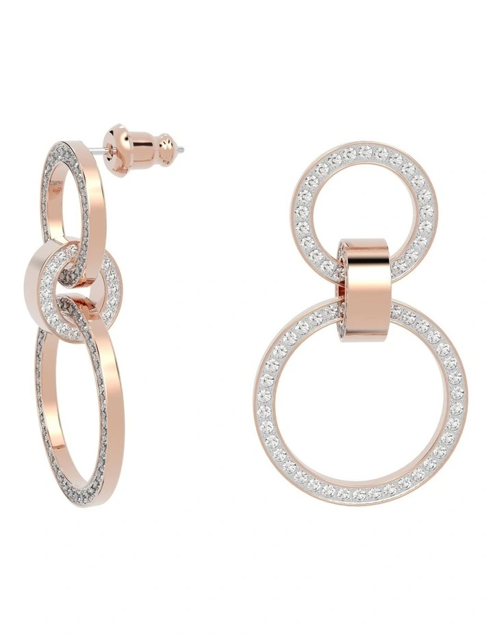 Swarovski Hollow Hoop Earrings Rose Gold-Tone Plated In White 2 Swarovski Hollow Hoop Earrings Rose Gold-Tone Plated In White - Image 2