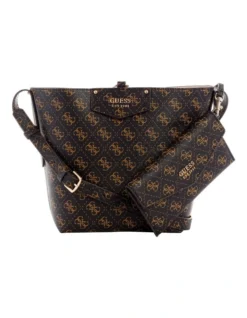 Guess Eco Brenton Brown Bucket Shoulder Bag